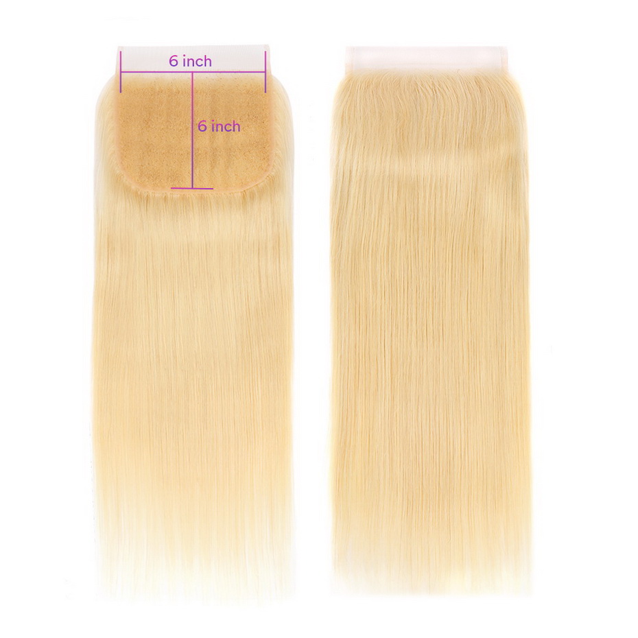 613 Blonde Straight 4X4 5X5 6X6 7X7 Transparent Lace Closure Virgin Hair